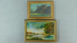 Two framed oils on board of forest scenes, both signed. 33x23cm
