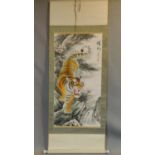 A 20th century Chinese scroll painting of a tiger. 157x59cm