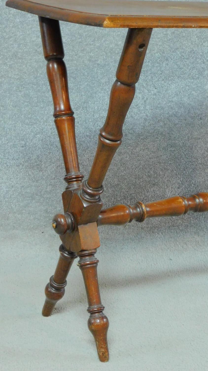 A Victorian mahogany corner whatnot and a mahogany stretcher table on faux bamboo supports. H.67 W. - Image 9 of 9