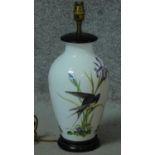 A Franklin hand painted porcelain vase "The Meadowland Bird" Signed by Basil converted into a