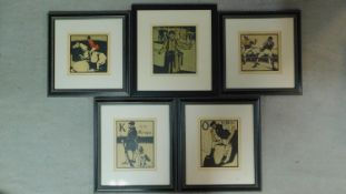 Five framed and glazed coloured lithographs by Sir William Nicholson (British 1872-1949), two from