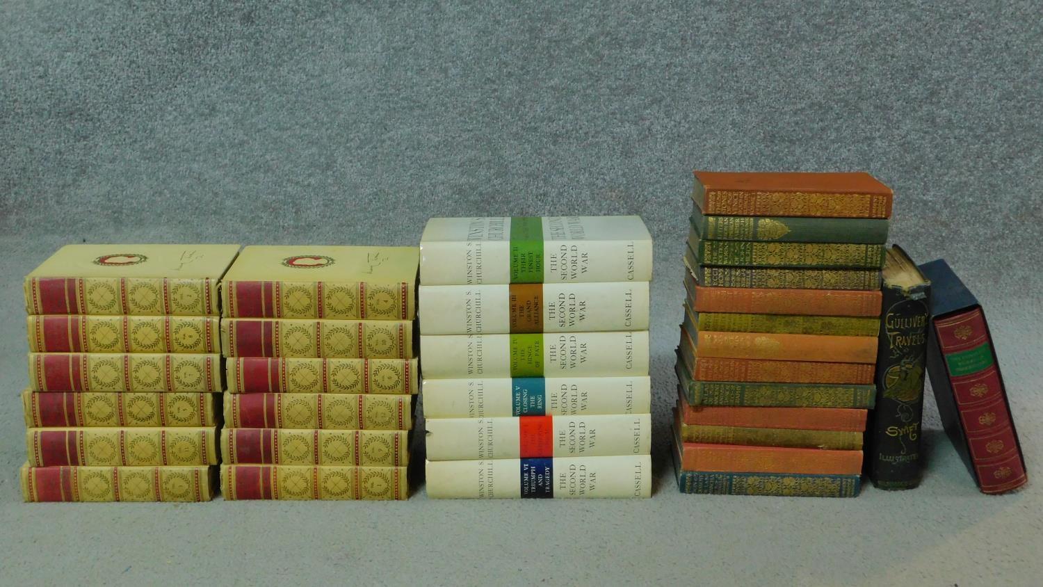 A collection of books to include Mark Twain, Churchill and others.