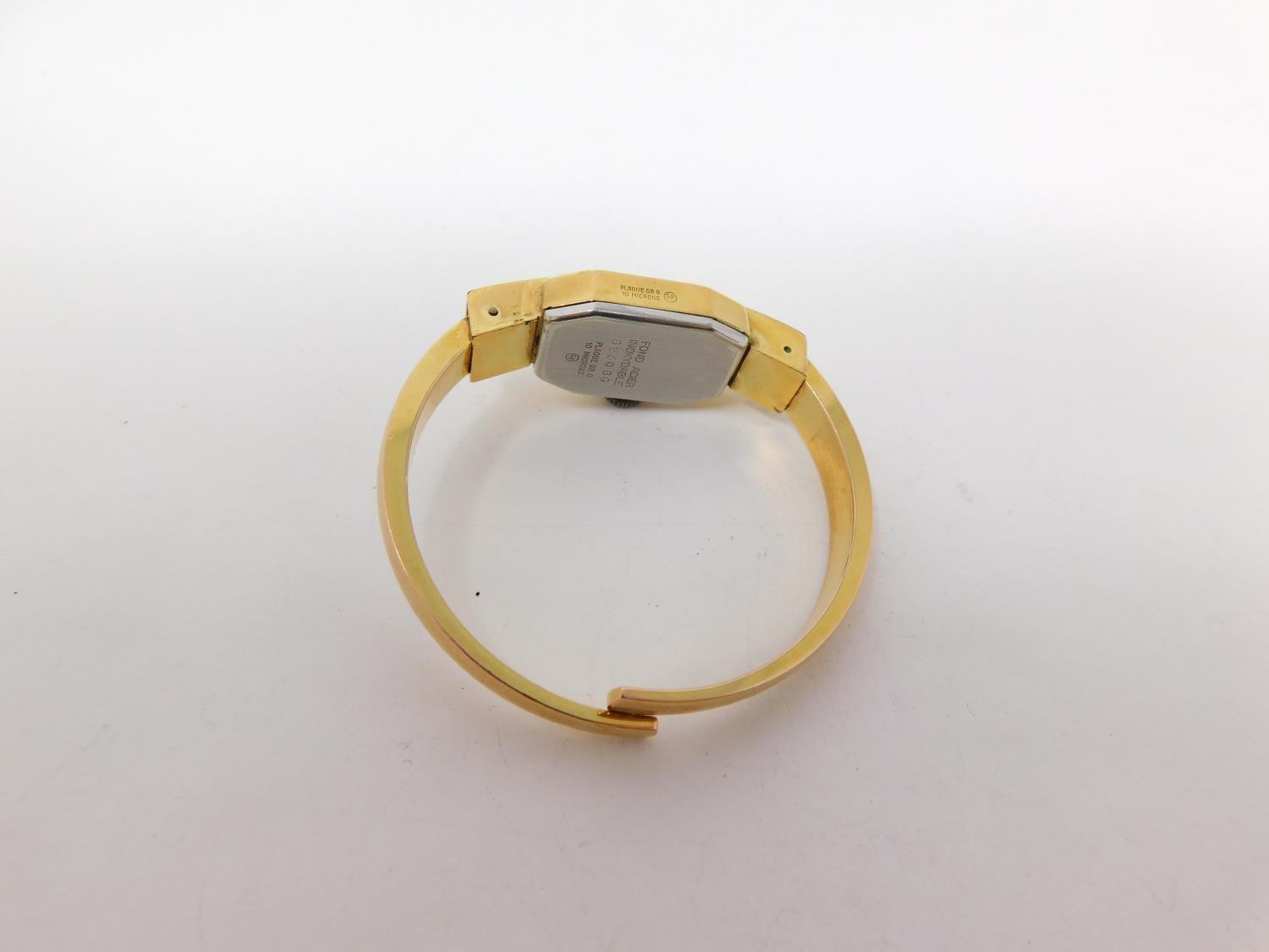 A gold plated vintage Arugo Swiss made ladies bangle watch. Diameter 4.8cm. - Image 4 of 7