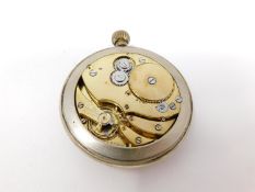 An antique goliath pocket watch, with white enamel dial with black roman numerals. Inscribed to