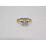 A 1.10 carat cushion shape old mine diamond solitaire ring. Set with a cushion shape old mine