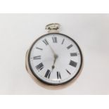 A Geogian silver pair case pocket watch. Hallmarked: WC for William Clark, Birmingham, 1845. White