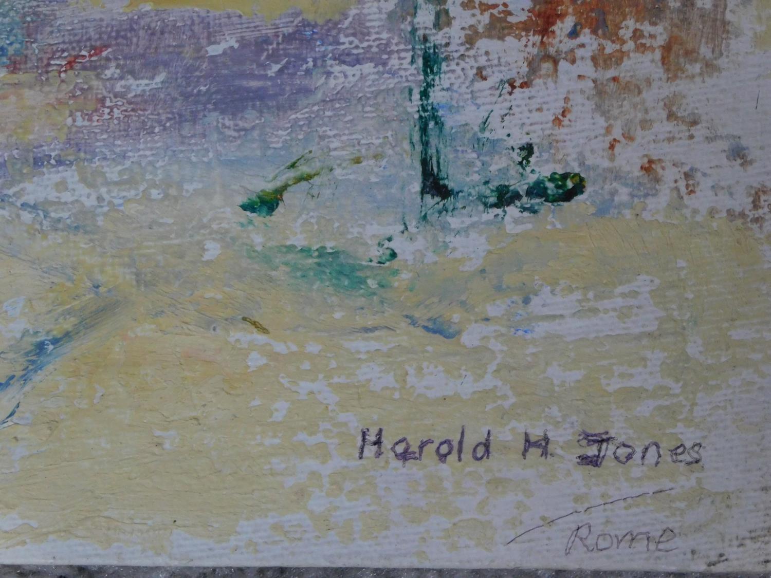 Harold Harris Jones (1908-1991) Two oils on board, Continental landscape and townscape, signed. - Image 3 of 5