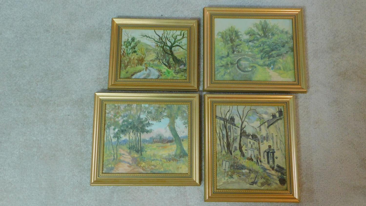 Harold Harris Jones (1908-1991) A collection of four gilt framed oils on board, various town and