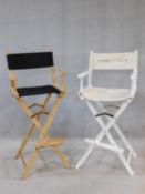 Two folding director's style high chairs. H.120cm