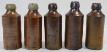 A collection of four 19th century stoneware lemonade bottles each impressed with the R. White name