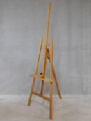 A beech framed Daler Rowney adjustable artist's easel. H.206cm