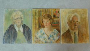 Harold Harris Jones (1908-1991) Three oils on board, various portraits, signed. 51x41cm