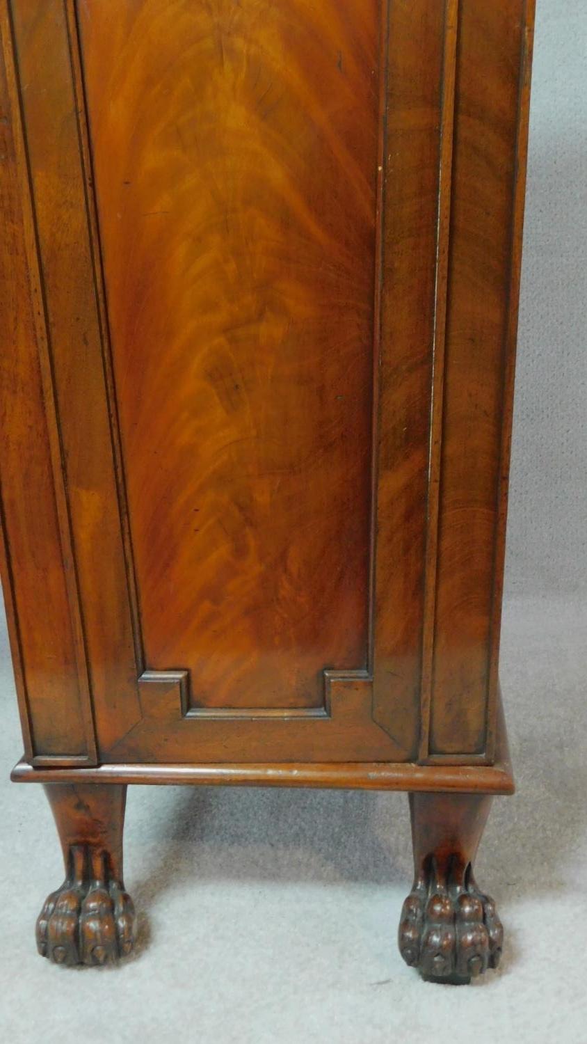 A Regency flame mahogany dwarf sideboard the sunken central section fitted with frieze drawer - Image 6 of 9