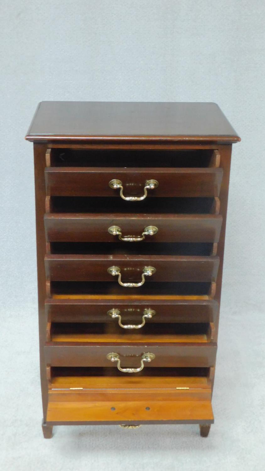 An Edwardian mahogany music chest with six drop front sheet music drawers. H.88 W.50 D.38cm - Image 2 of 3