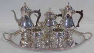 A Barker Ellis silver plated Georgian style coffee and tea service. Including a twin handled rope