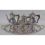 A Barker Ellis silver plated Georgian style coffee and tea service. Including a twin handled rope