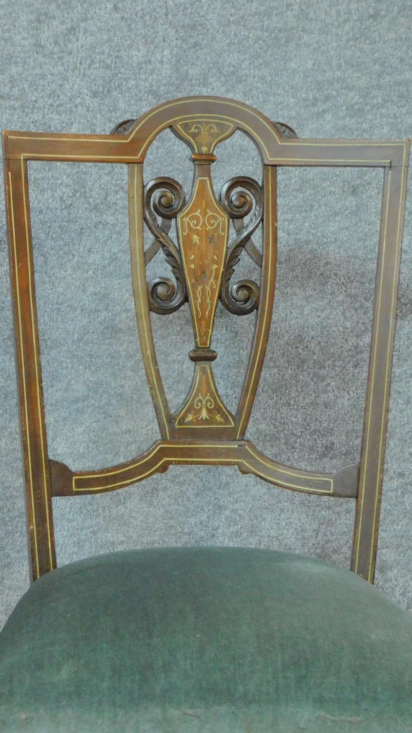 A Georgian mahogany dining chair on square stretchered supports together with a late Victorian - Image 2 of 6