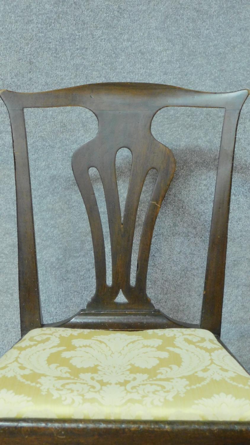 A Georgian mahogany dining chair on square stretchered supports together with a late Victorian - Image 4 of 6