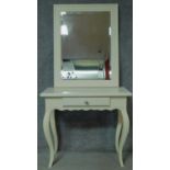 A lacquered hall console table fitted with frieze drawer on cabriole supports with the matching