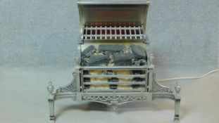 A Belling electric fire in the style of a Regency fire basket with andirons. H.71 W.80 D.45cm