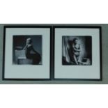 Two framed and glazed black and white photographs, fashion and lingerie. 50x56cm
