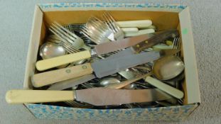 A miscellaneous collection of silver plated flatware.