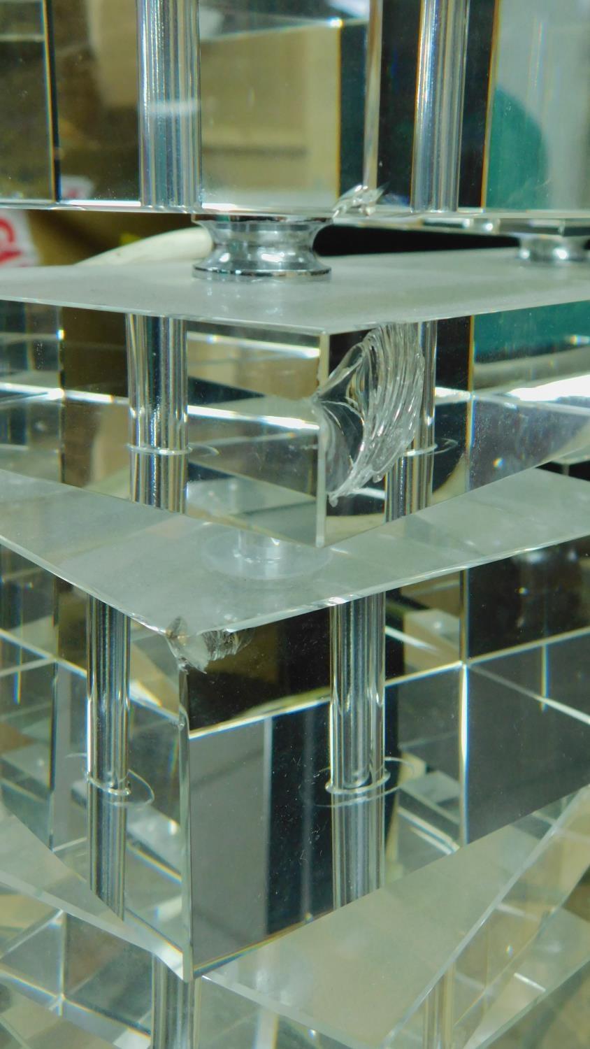A pair of contemporary crystal stacked square block table lamps. H.46cm - Image 4 of 6