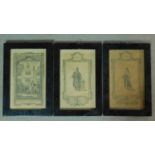 A set of three 19th century framed and glazed engravings, Charles I and II. 37x24cm