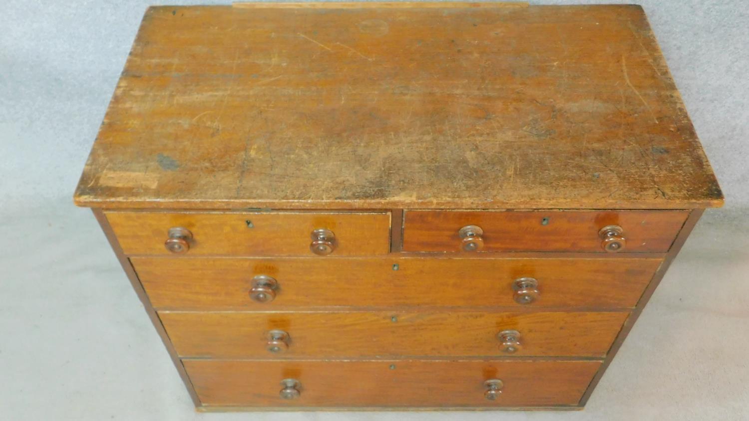 A Victorian mahogany chest of two short over three long graduated drawers on plinth base. H.92 W.102 - Image 3 of 6