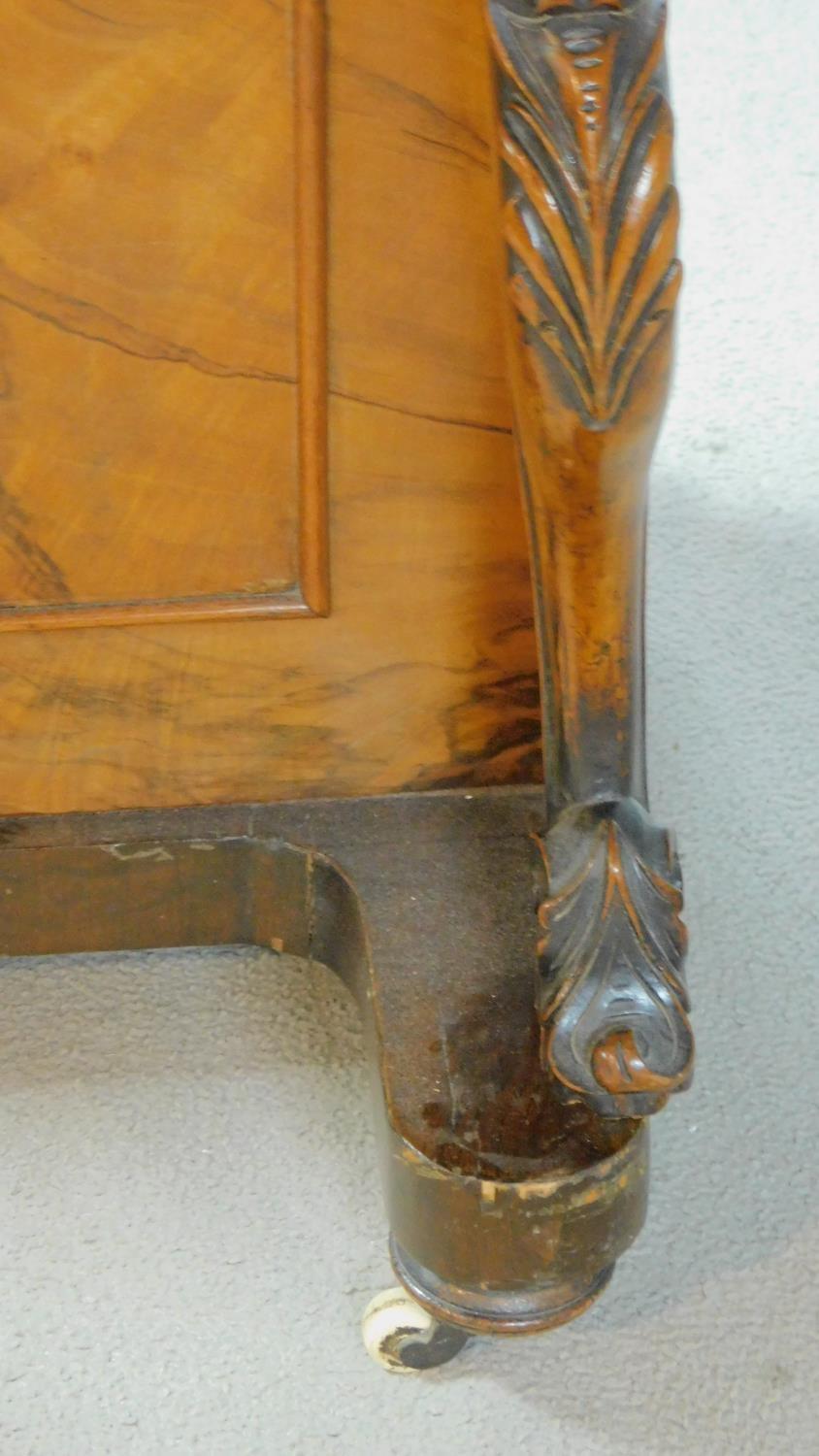 A Victorian burr walnut Davenport with fitted satinwood lined interior and four drawers opposing - Image 8 of 10
