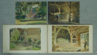 A collection of four unframed watercolours, various farm and rural scenes, by Wm. Herbert Allen.