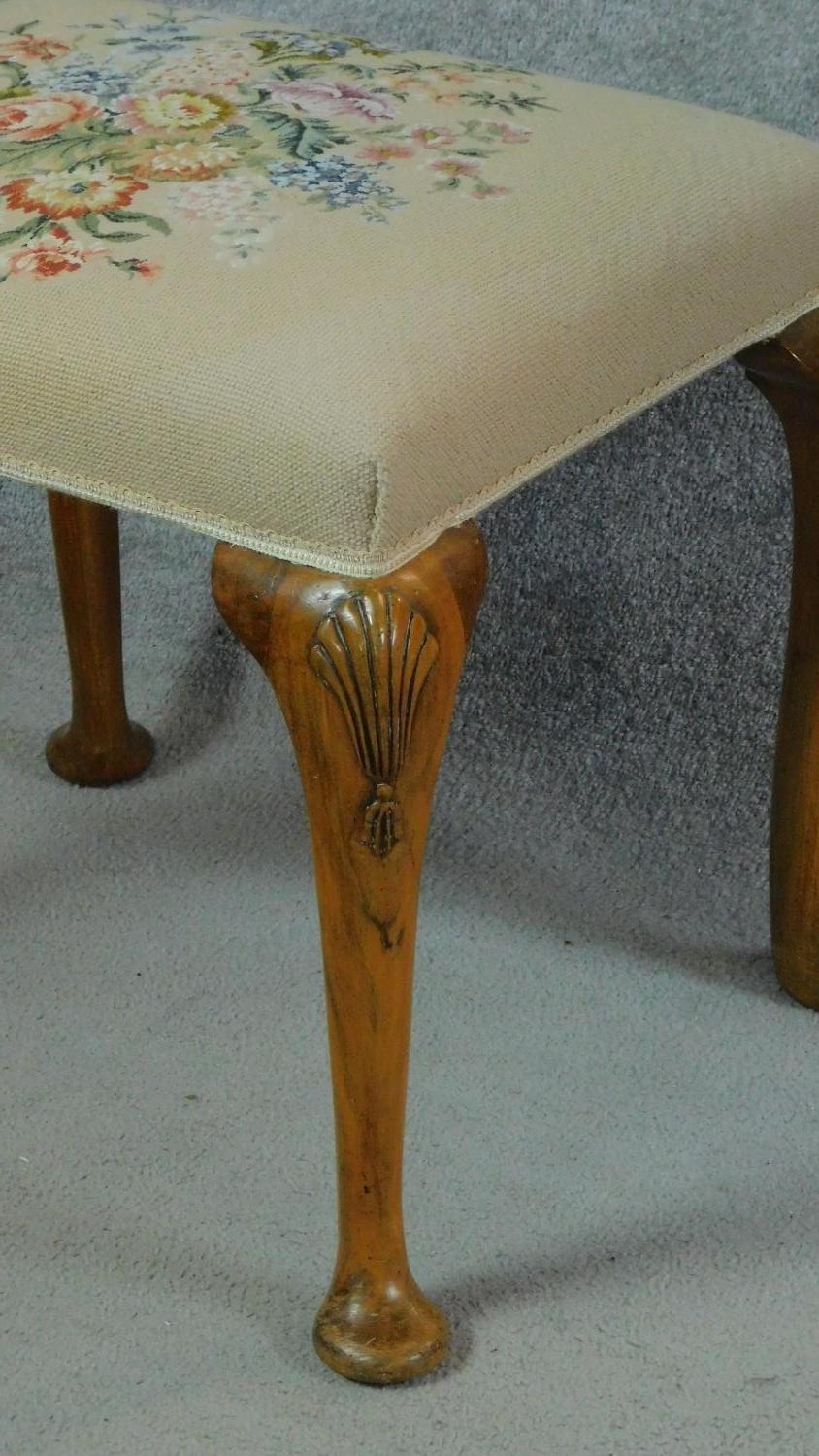 A 19th century mahogany Hepplewhite style armchair and a tapestry upholstered footstool. H.96cm - Image 7 of 7