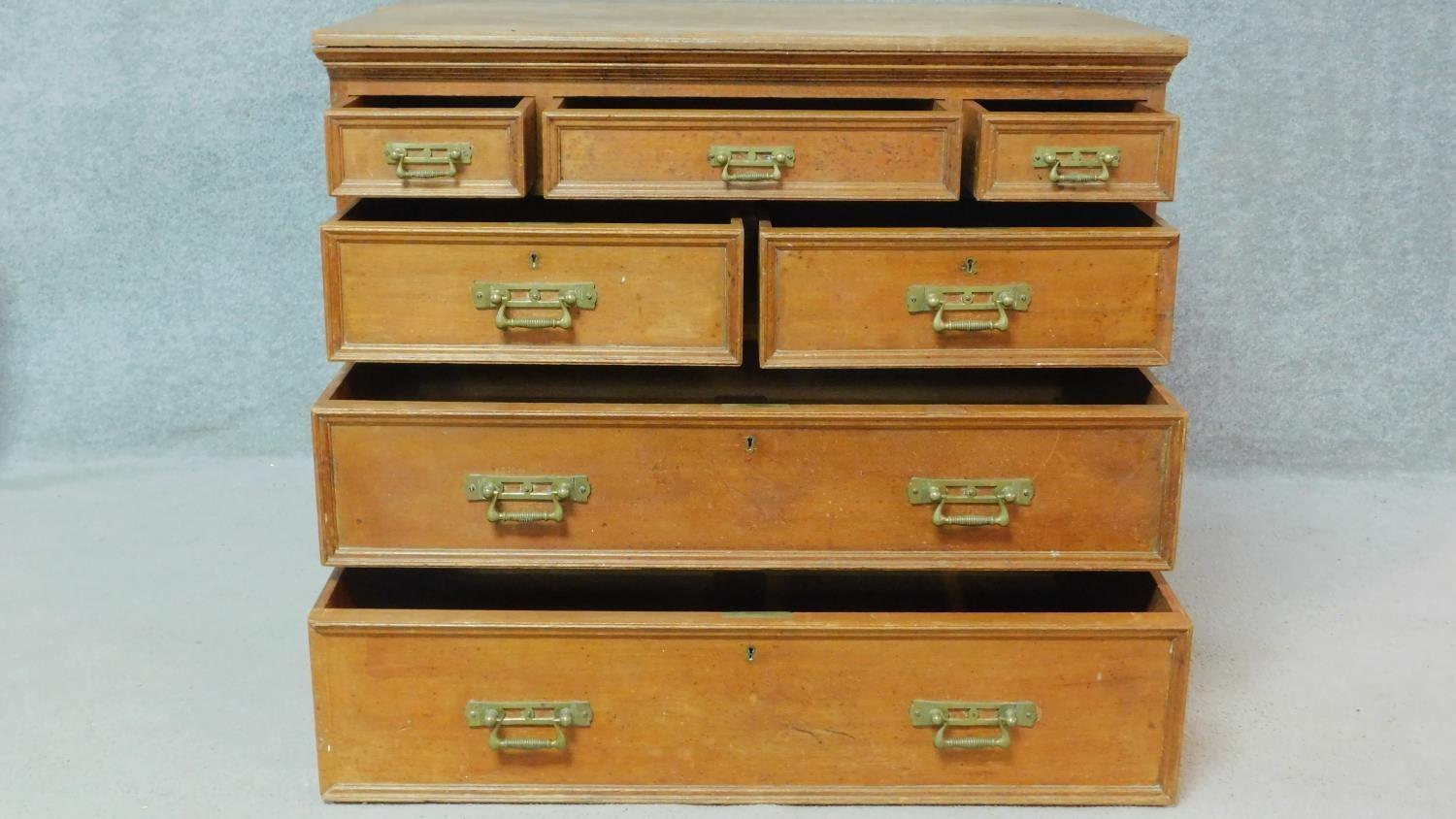 A 19th century oak chest section with five short and three long drawers. (top from a chest on chest) - Image 3 of 4