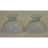 A pair of vintage blown white opaque glass pendant ceiling lamp shades. H.15 W.22cm