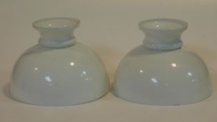 A pair of vintage blown white opaque glass pendant ceiling lamp shades. H.15 W.22cm