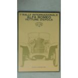 A framed and glazed poster, Alfa Romeo, first rally internazionale vetture epoca, 1966. 70x49cm