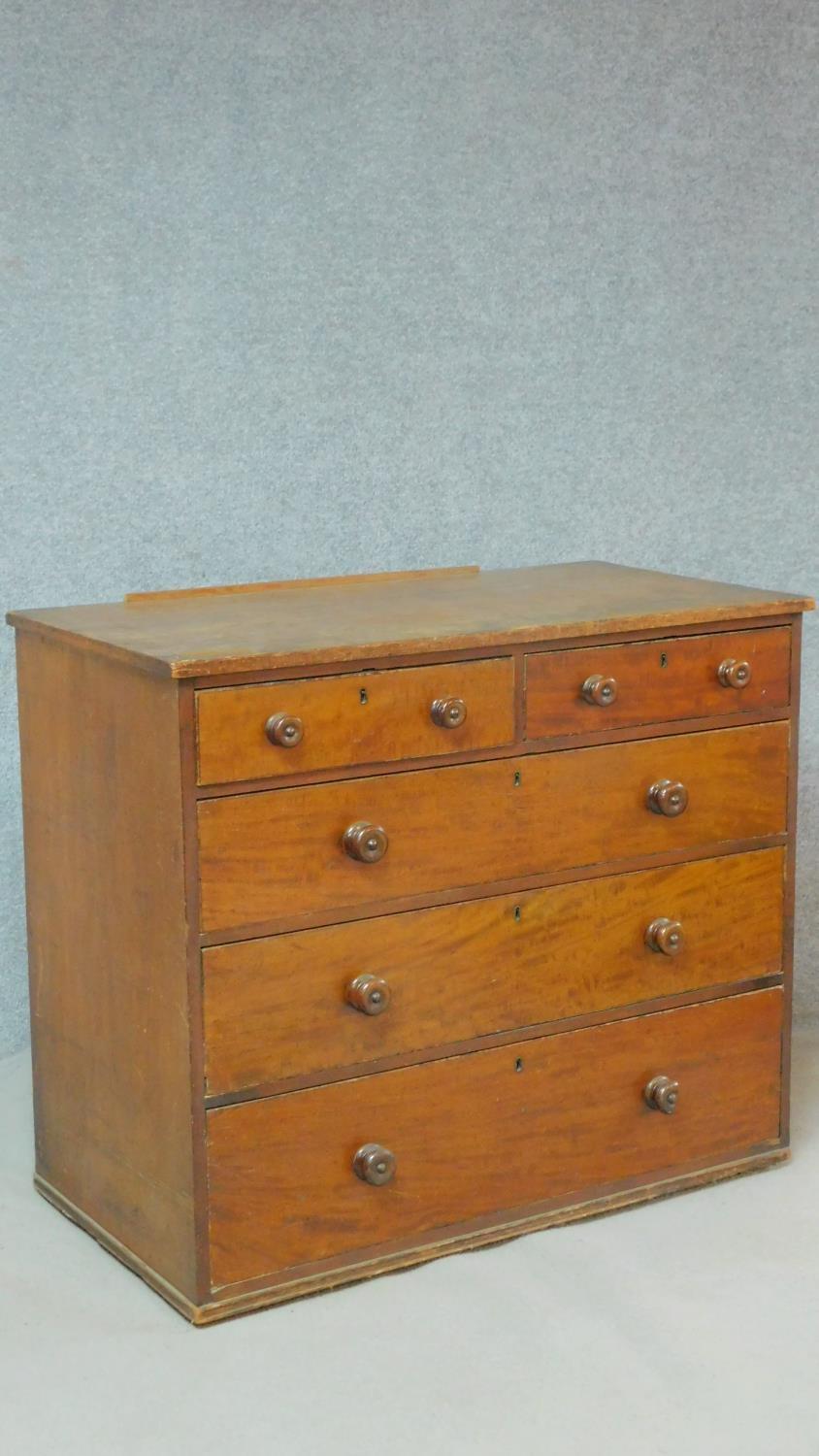 A Victorian mahogany chest of two short over three long graduated drawers on plinth base. H.92 W.102 - Image 2 of 6