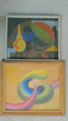 Two 20th century framed oils on board, abstract compositions, unsigned. 44x37cm