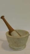 A 19th century Wedgwood ceramic apothecary's pestle and motar. Makers stamp to base. H.10 W.16 D.