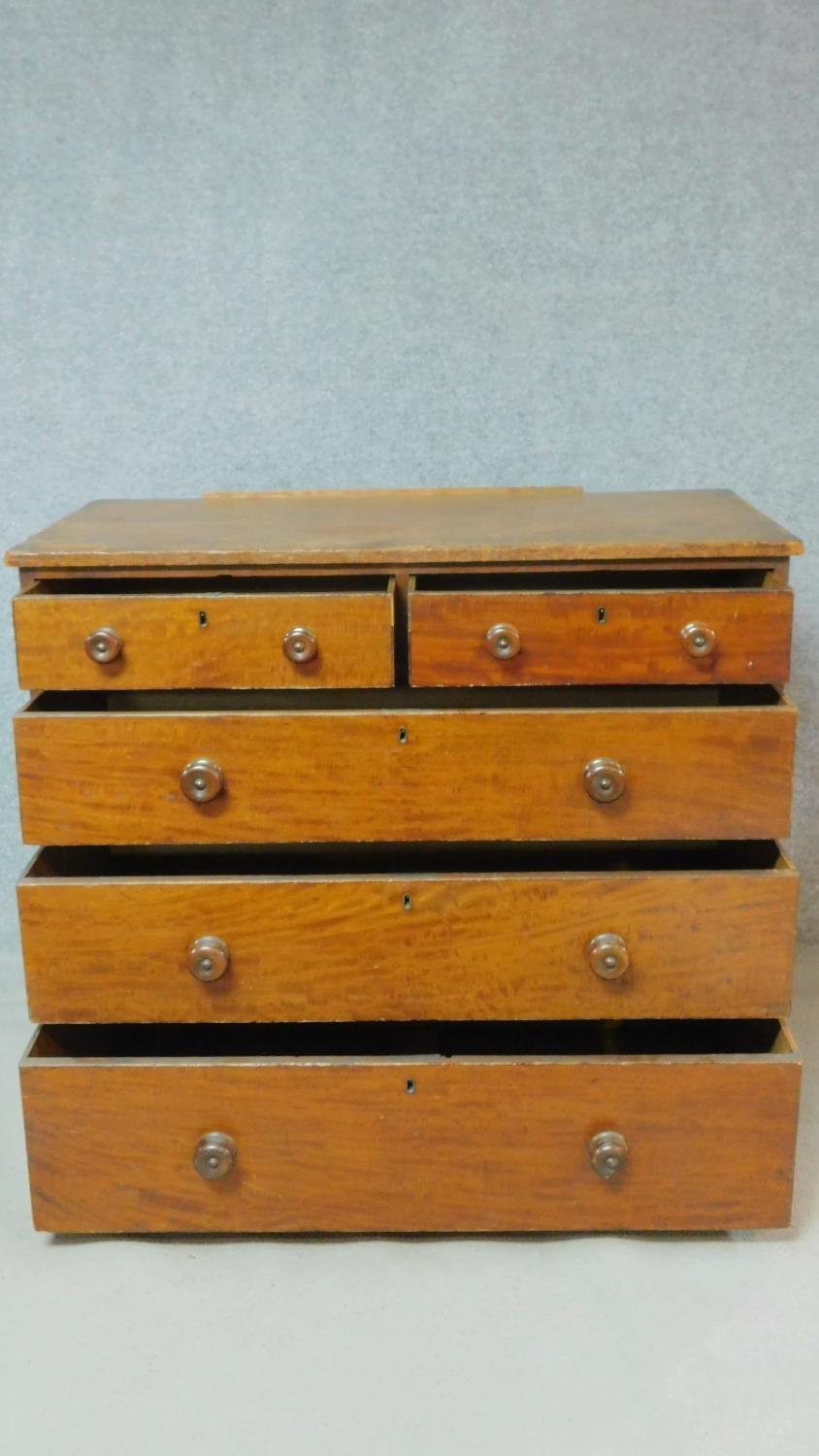 A Victorian mahogany chest of two short over three long graduated drawers on plinth base. H.92 W.102 - Image 4 of 6