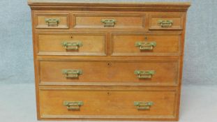 A 19th century oak chest section with five short and three long drawers. (top from a chest on chest)