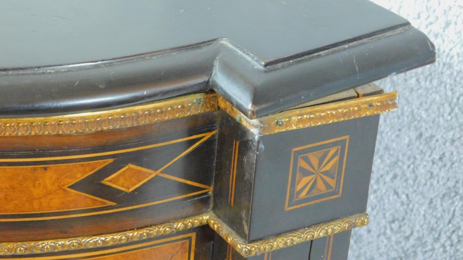 A Victorian ebonised and burr maple ormolu mounted credenza with satinwood, boxwood and ebony - Image 9 of 9