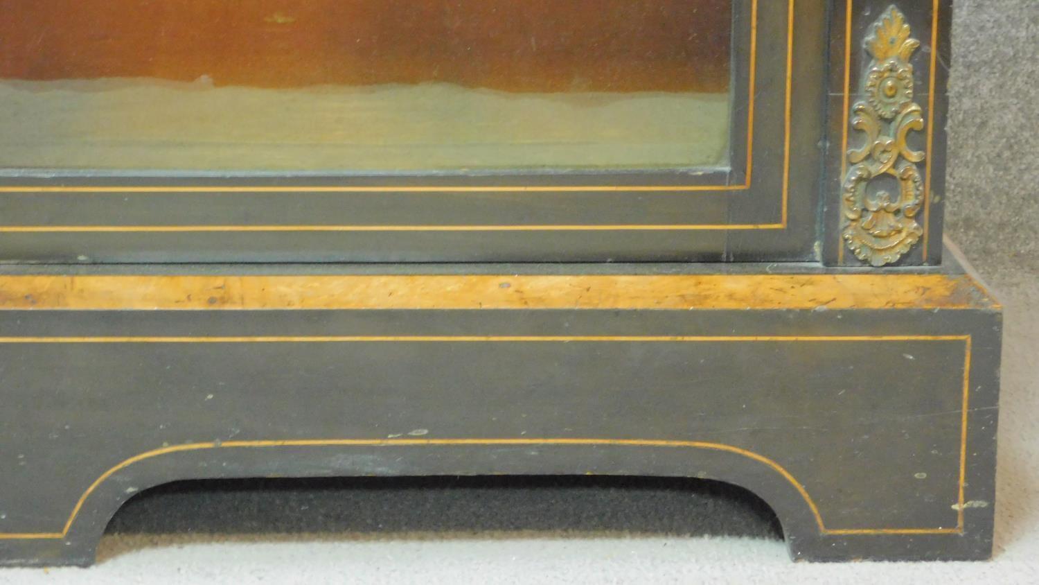 A late Victorian ebonised and satinwood inlaid credenza with ormolu mounts and central panel door - Image 5 of 6