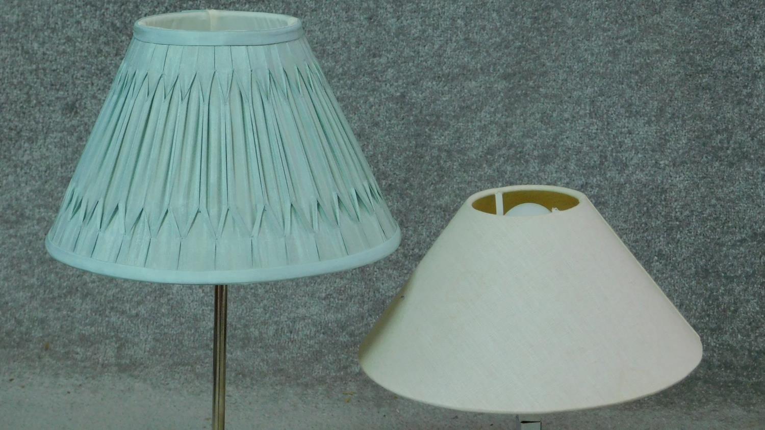 Two contemporary chrome pedestal table lamps with shades. H.52cm - Image 2 of 3