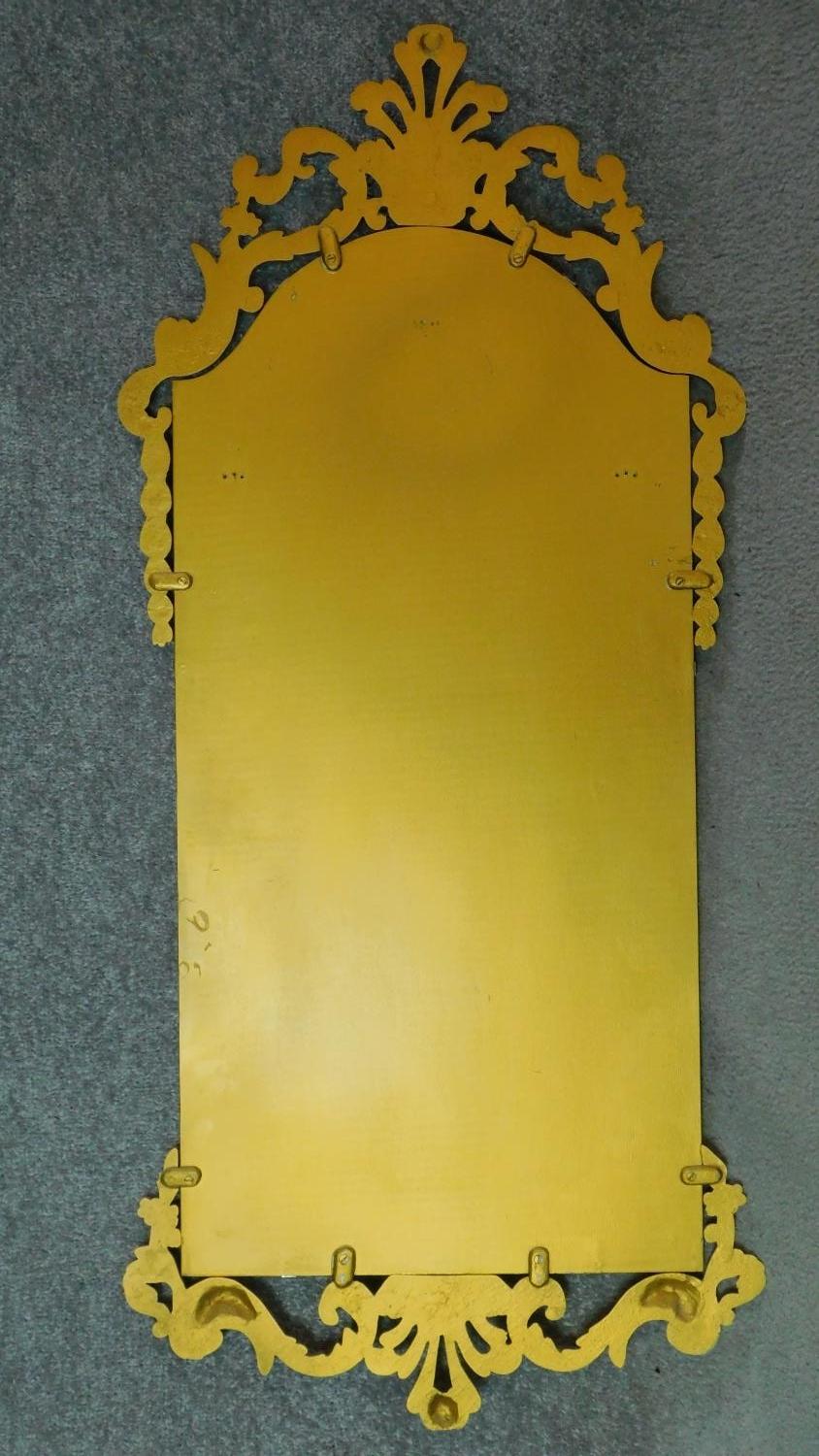 A mid century pier mirror with bevelled glass and gilt Rococo style frame. 47x104cm - Image 4 of 4