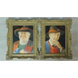 A pair of giltwood framed oils on board, two portraits, by Austrian artist Otto Eichinger. 30x37cm