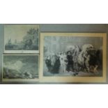 A large lithograph of Jean Baptiste Alfred Cornilliet together with two lithographs of boat