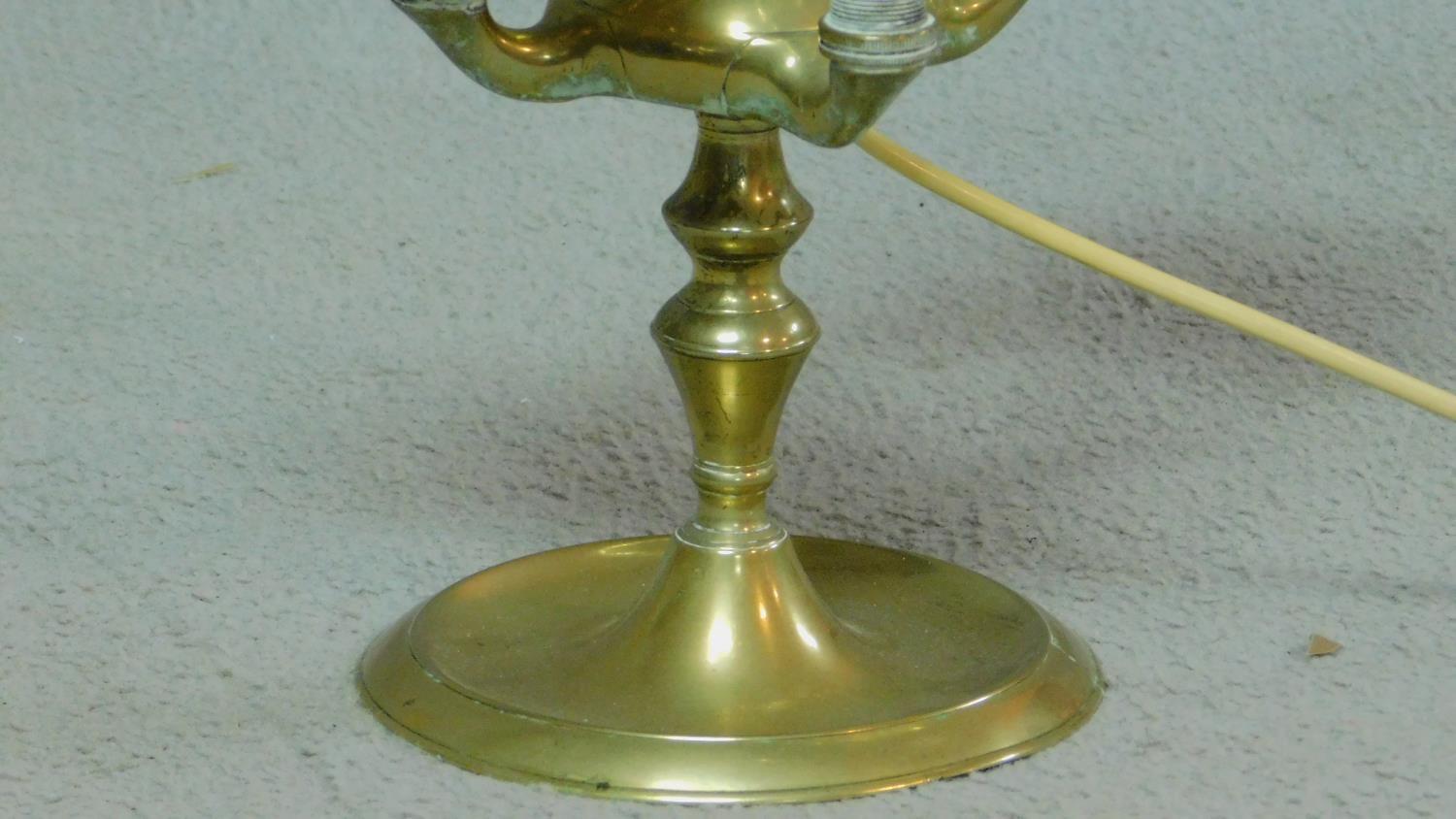 A 19th Century Italian brass lucerna, converted to electric, adjustable, four branch oil lamp. It - Image 4 of 5