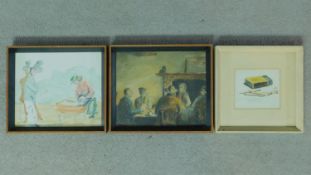 A collection of three framed and glazed watercolours all by the same hand, Edwin Plomer,