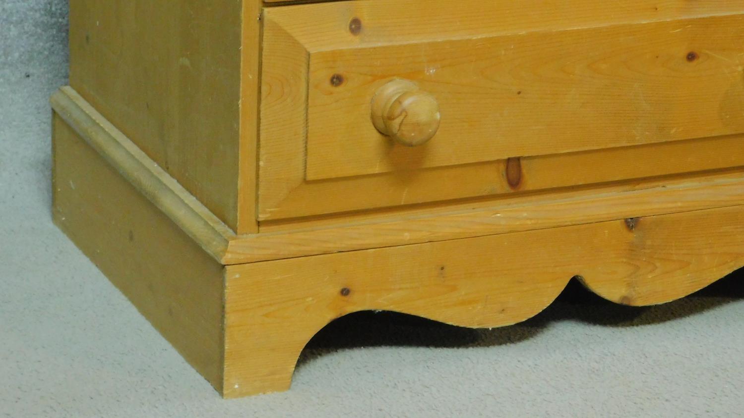 A Victorian style pine tall chest of six drawers on shaped bracket feet. H.123 W.63 D.45cm - Image 5 of 5